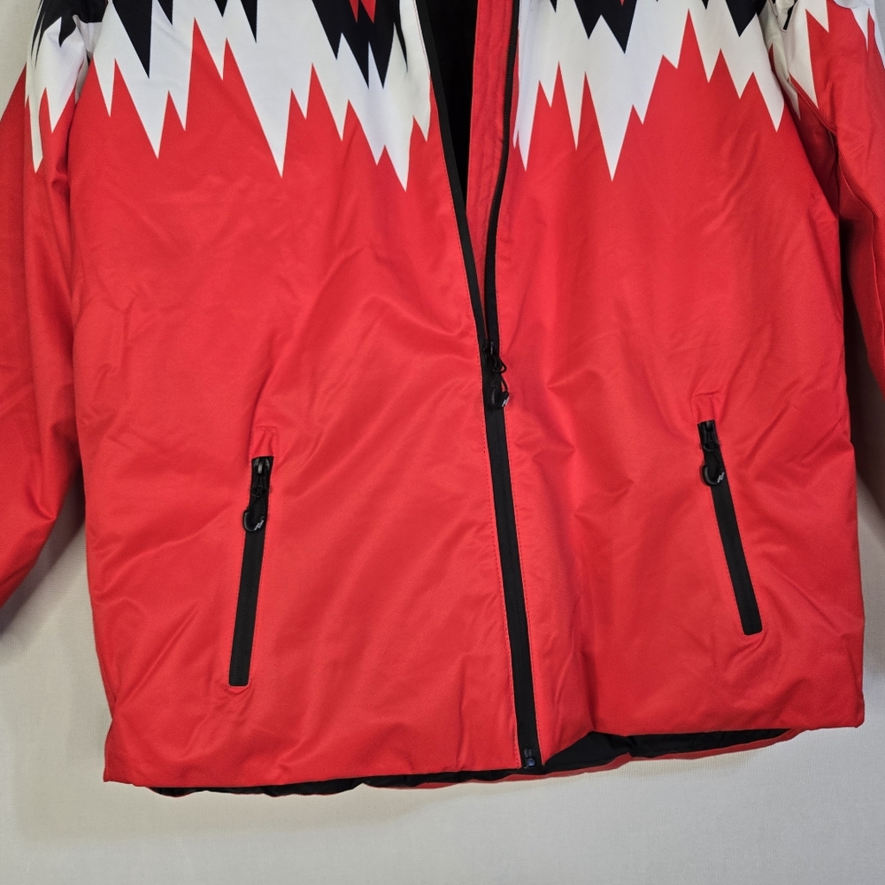 PHIBEE Youth, See Sizing, Red Outdoor Down Ski Jacket, Bold Zigzag Design- NWT - Picture 9 of 15